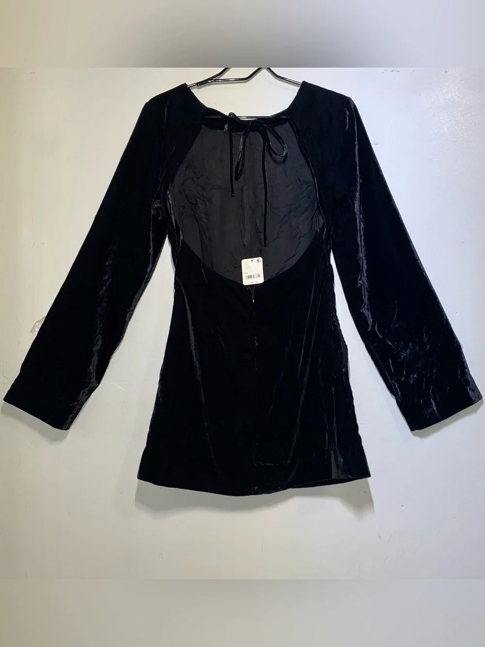Free People Black Velvet Backless Mini Dress Size XS NWT - Picture 5 of 8